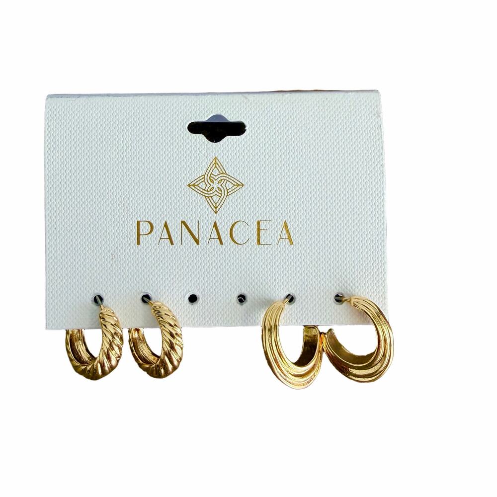 New Panacea Small Gold Tone Hoop Set - 2 pairs